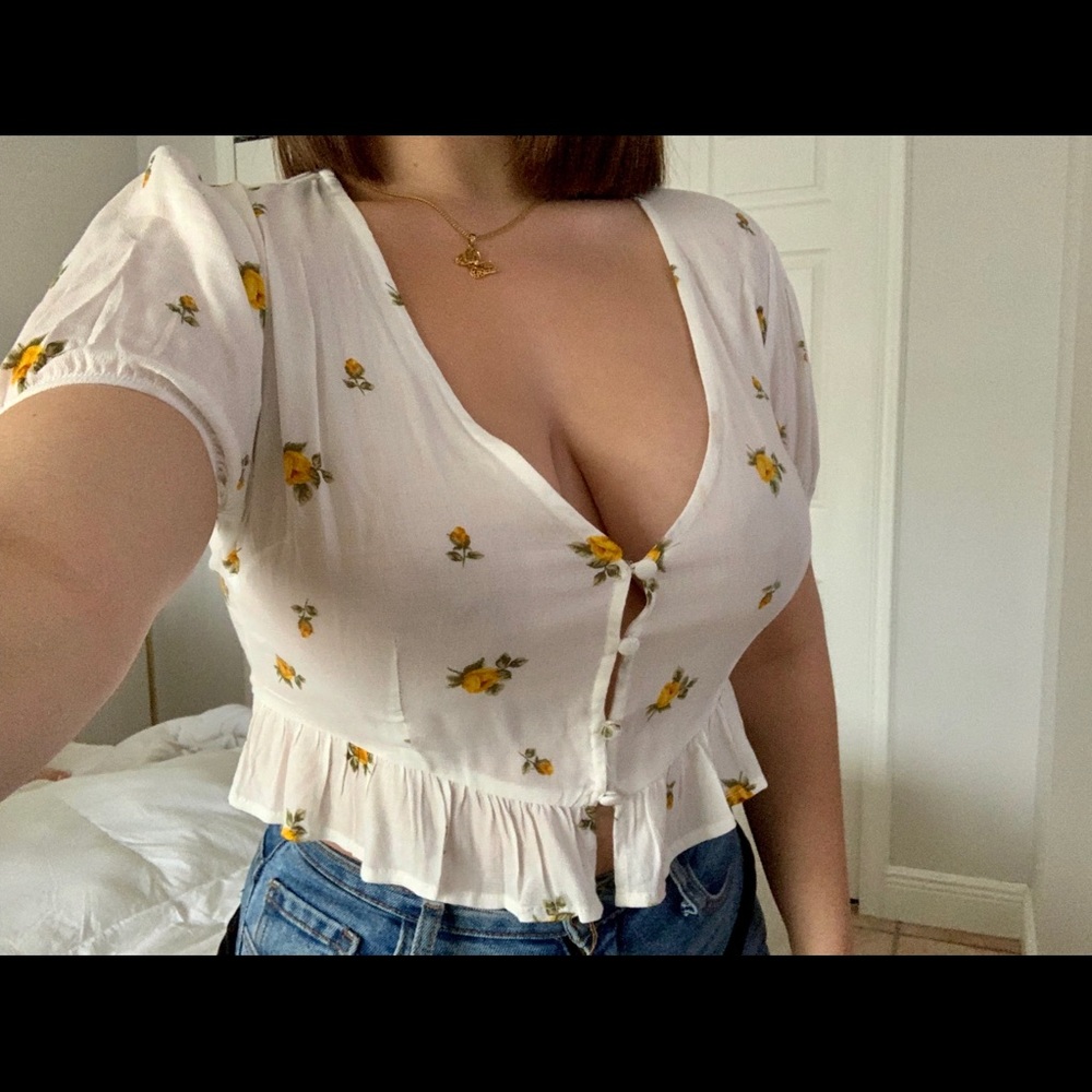 Floral button down crop top